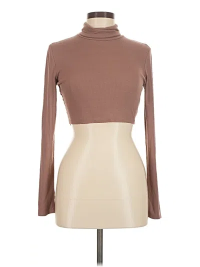 Pre-owned Heart & Hips Long Sleeve Turtleneck In Brown