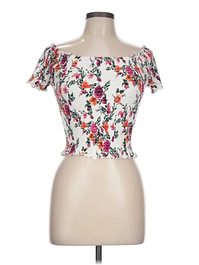 Pre-owned Heart & Hips Short Sleeve Top Ivory Strapless Neckline Tops In White