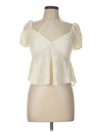 Pre-owned Heart & Hips Short Sleeve Top Ivory Sweetheart Neckline Tops