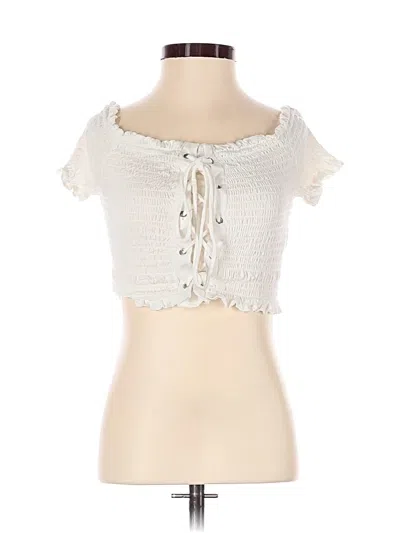 Pre-owned Heart & Hips Short Sleeve Top Ivory Sweetheart Neckline Tops