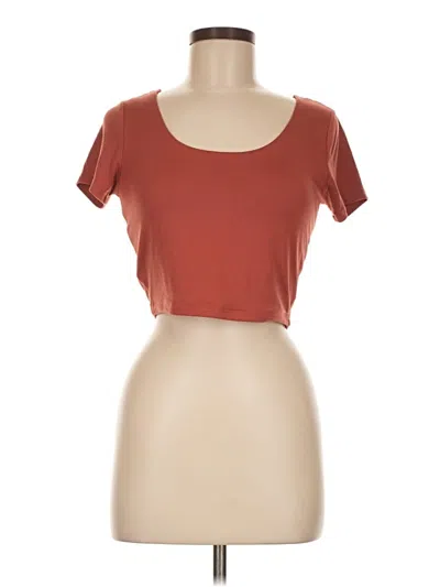 Pre-owned Heart & Hips Short Sleeve Top Orange Scoop Neck Tops