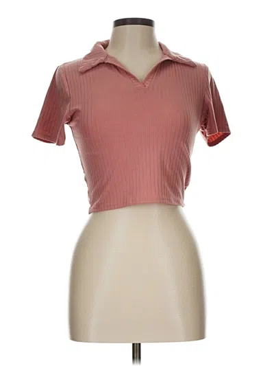 Pre-owned Heart & Hips Short Sleeve Top Pink Collared Neckline Tops
