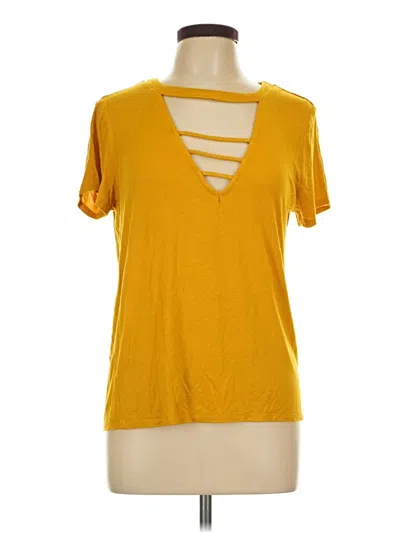 Pre-owned Heart & Hips Short Sleeve Top Yellow Keyhole Neckline Tops