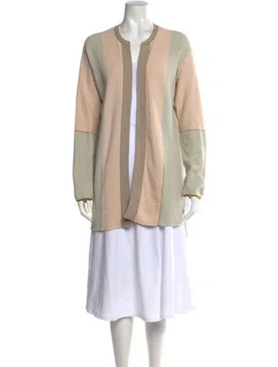 Pre-owned Heart Haat By Issey Miyake Colorblock Pattern Open Front Sweater In Neutral