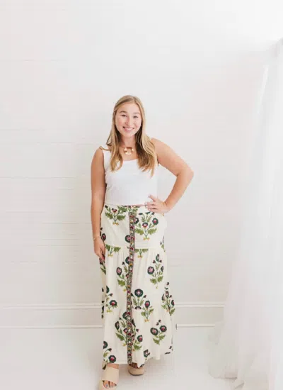 Heart Of Grace Camilla Flounce Skirt In Magnolia Floral In Green