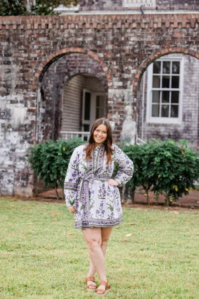 Heart Of Grace Caroline Mini Dress In Iris Lavende In Multi