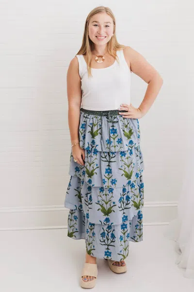 Heart Of Grace Cascade Maxi Skirt In Iris In White