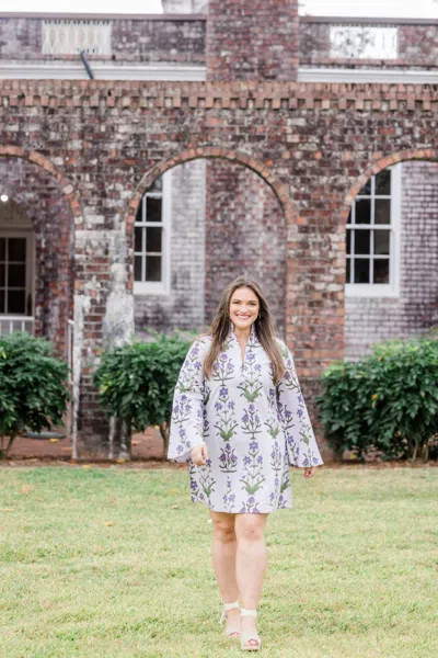 Heart Of Grace Eloise Mini Caftan Dress In Iris Lavende In White