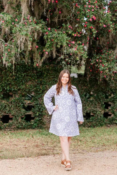 Heart Of Grace Eloise Mini Caftan Dress In Lavende Court In Multi