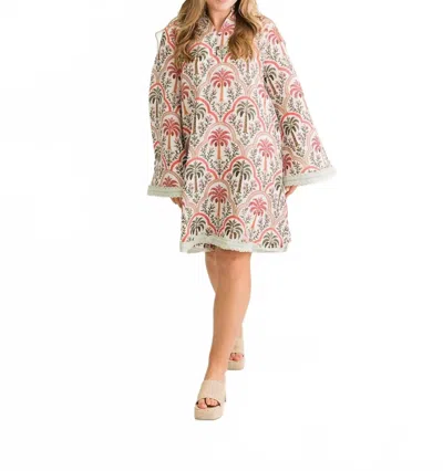 Heart Of Grace Eloise Mini Caftan Dress In Palma Rosa In Multi