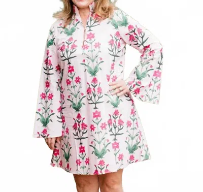 Heart Of Grace Eloise Mini Caftan Dress In Rose D' Iris In Multi