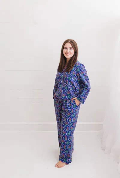 Heart Of Grace Henley Pajama Pant In Midnight In Multi