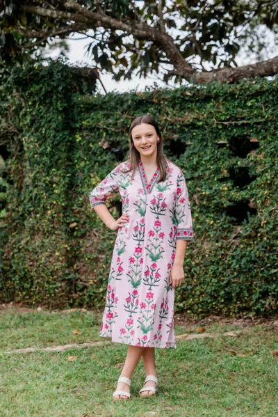 Heart Of Grace Juliette Caftan Dress In Rose D' Iris In Pink