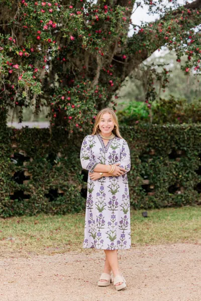 Heart Of Grace Juliette Caftan Midi Dress In Iris Lavende In Multi