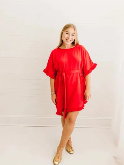 Heart Of Grace Vivi Caftan Mini Dress In Rosamere In Red