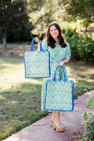Heart Of Grace Women's Large Tote Bag In Jardin Bleu In Blue