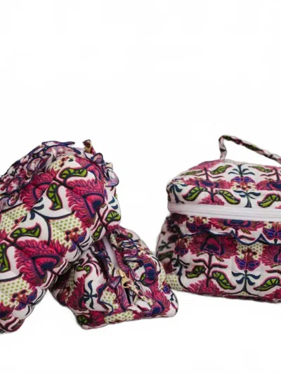 Heart Of Grace Women's Luxe Quilted Cosmetic Bag - Set Of 3 In Primrose In Pink