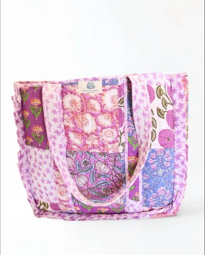 Heart Of Grace Women's Starlit Blooms Large Quilted Ruffle Tote Bag In Purple In Red