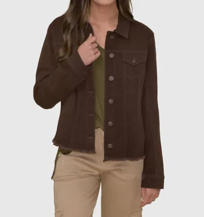 Heart Of Pine Angie Frayed Denim Jacket In Brown