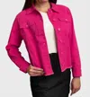Heart Of Pine Angie Frayed Denim Jacket In Malibu Pink In Multi