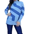 Heart Of Pine Cream Of The Crop Hi-lo Mock Neck Tunic Sweater In Dusty Blue