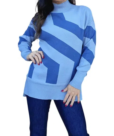 Heart Of Pine Cream Of The Crop Hi-lo Mock Neck Tunic Sweater In Dusty Blue