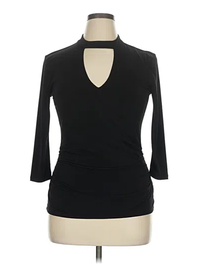 Pre-owned Heart Soul 3/4 Sleeve Top Black Keyhole Neckline Tops