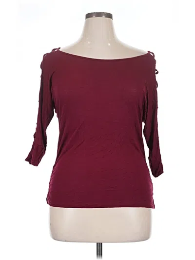 Pre-owned Heart Soul 3/4 Sleeve Top Burgundy Boatneck Tops
