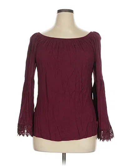 Pre-owned Heart Soul Long Sleeve Blouse In Burgundy