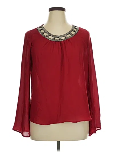 Pre-owned Heart Soul Long Sleeve Blouse In Burgundy