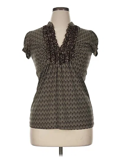 Pre-owned Heart Soul Short Sleeve Blouse In Brown