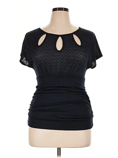 Pre-owned Heart Soul Short Sleeve Top Black Keyhole Neckline Tops