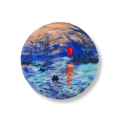 Heartfelt Layers Women's Blue Monet Impression Sunrise - Hand Felted Wool Beret