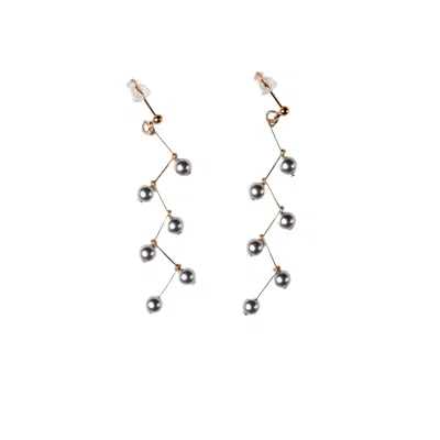 Heartfelt Layers Women's Grey Tree Branch Chandelier Earrings - Crystal Pearl