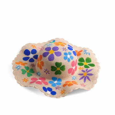 Heartfelt Layers Women's Hand Painted Floral Straw Sun Hat – Colorful Flower Summer Beach Headwear - Pink