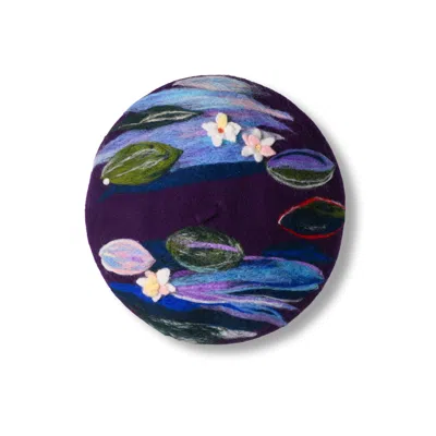 Heartfelt Layers Women's Monet Purple Water Lilies - Hand Felted Wool Beret