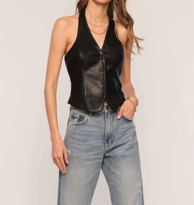 Heartloom Alma Halter Leather Top In Black