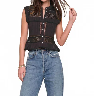 Heartloom Andress Lacey Sleeveless Button Front In Black In White
