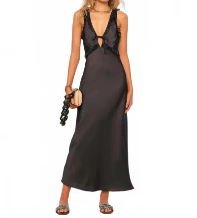 Heartloom Arlington Ruffle Trim Silk Dress In Black