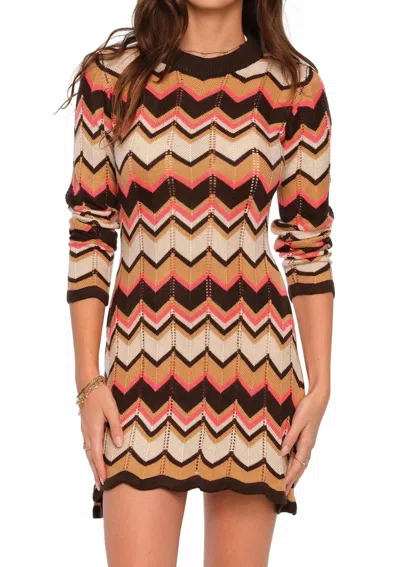 Heartloom Aston Long Sleeve Knit Mini Dress In Coco In Brown