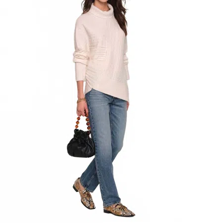 Heartloom Asymmetric Turtleneck Sweater In Off White In Pink