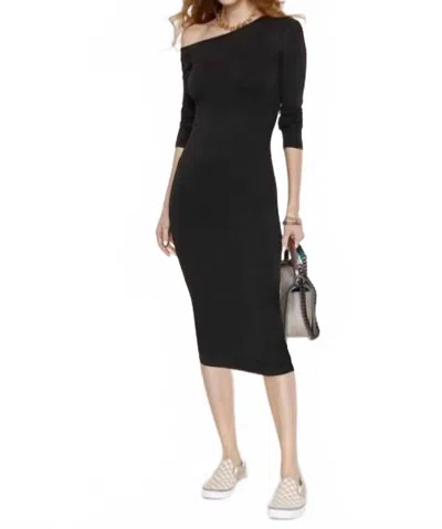 Heartloom Asymmetrical Rib Jersey Midi Dress In Black