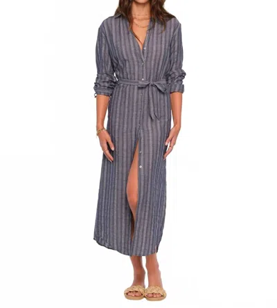 Heartloom Bardot Midi Dress In Indigo In Gray