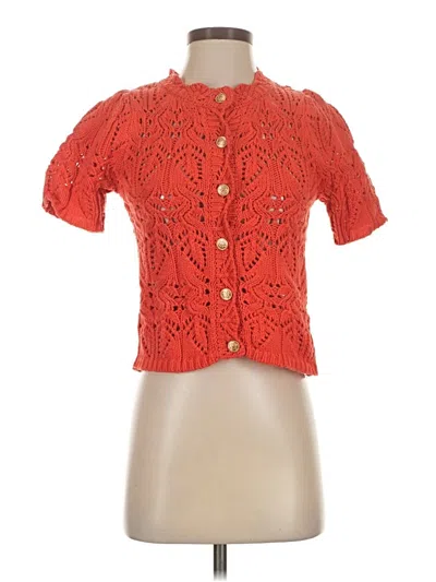 Pre-owned Heartloom Cardigan Sweater In Orange