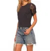 Heartloom Caron Lace Sleeve Top In Black In Black
