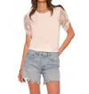 Heartloom Caron Lace Sleeve Top In Eggshell In Neutral