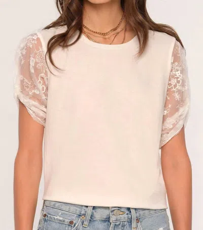 Heartloom Caron Lace Sleeve Top In Eggshell In Neutral