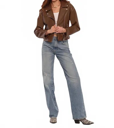 Heartloom Cera Vegan Leather Moto Jacket In Brown