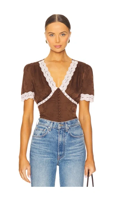 Heartloom Dahlia Top In 黄棕色