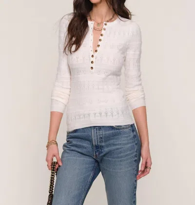 Heartloom Daisy Fitted Pointelle Knit Henley Top In Ivory In White